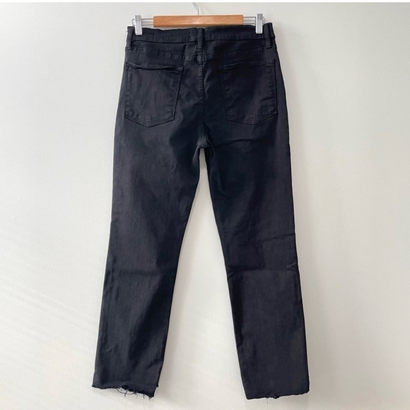 FRAME Denim Le High Straight Leg Staggered Raw Hem Jeans Black High Waist Sz 30 - Picture 2 of 13
